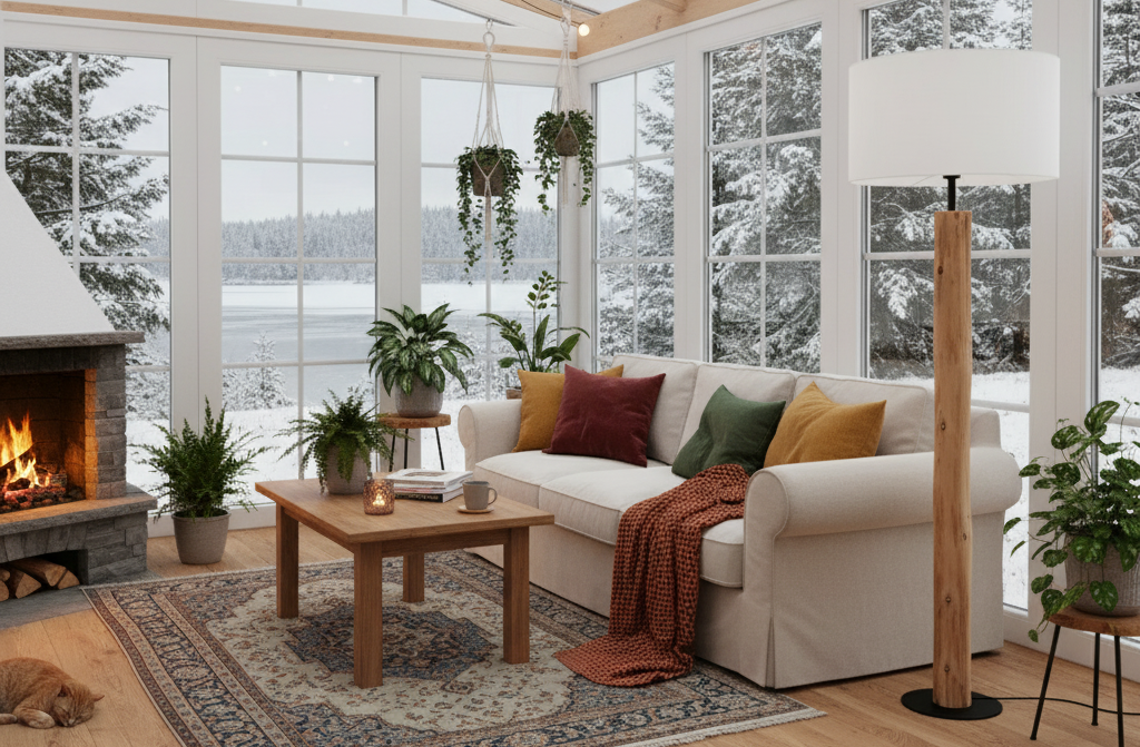 Stehleuchte im Wintergarten