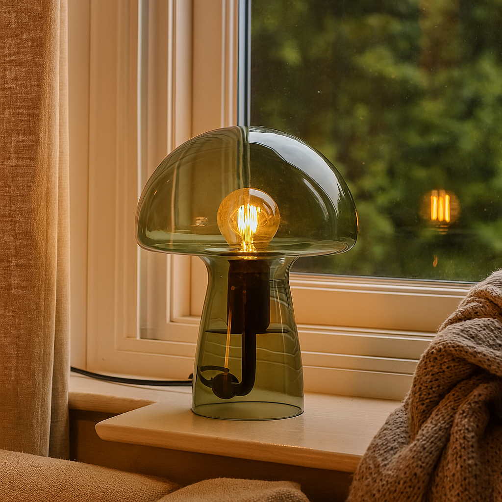 Modern mushroom lamp for the windowsill