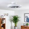 PIACENZA ceiling fan LED chrome, white, 1-light source, Remote control