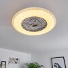 PIACENZA ceiling fan LED chrome, white, 1-light source, Remote control