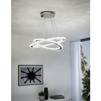 Eglo VARRAZO pendant light LED chrome, Crystal optics, 1-light source