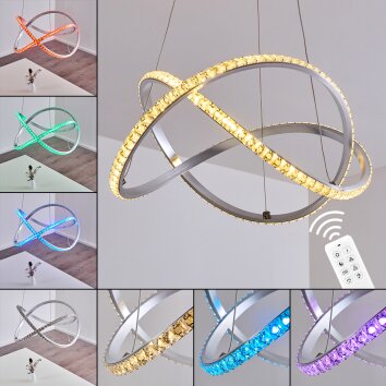 Saginaw Pendant Light LED matt nickel, 1-light source, Remote control, Colour changer