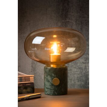 Table Lamp Lucide CHARLIZE green, stone appearance, 1-light source