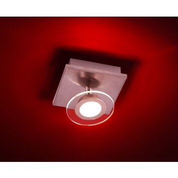 Leuchten Direkt LOLA-MIKE Ceiling Light LED stainless steel, 1-light source, Remote control, Colour changer