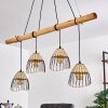 SHALO Pendant Light Dark wood, black, 4-light sources