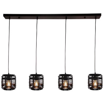 Brilliant CROSSTOWN Pendant Light Dark wood, black, 4-light sources