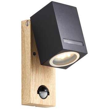 Brilliant GALENI Wall Light Light wood, 1-light source, Motion sensor