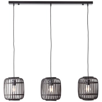 Brilliant WOODROW Pendant Light Dark wood, black, 3-light sources