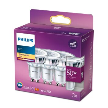 Philips  LED 3er Pack GU10 50 Watt 2700 Kelvin 355 Lumen