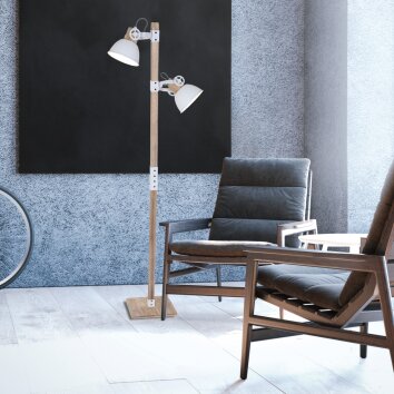 Steinhauer GEARWOOD Floor Lamp Dark wood, white, 1-light source