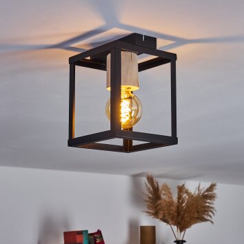 TURIZA Ceiling Light Dark wood, black, 1-light source