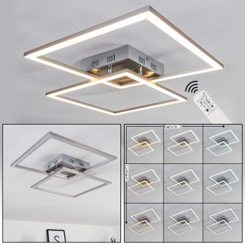 THARA Ceiling Light LED matt nickel, 2-light sources, Remote control