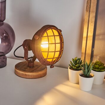 ONSALA Table lamp Dark wood, rust-coloured, 1-light source