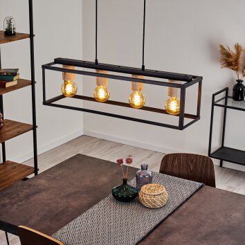 TURIZA Pendant Light Dark wood, black, 4-light sources