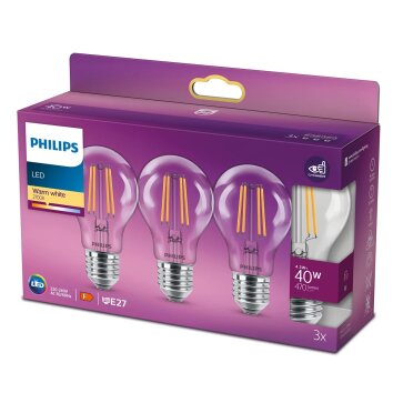 Philips  LED E27 3er Pack 40 Watt 2700 Kelvin 470 Lumen