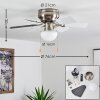 TRILLO ceiling fan grey, matt nickel, white, 1-light source