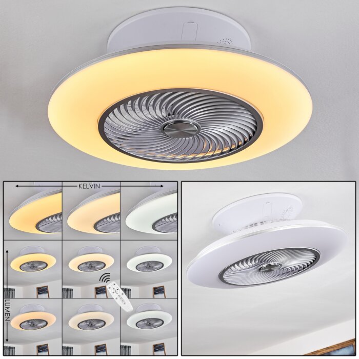 NAGOYA ceiling fan LED white, 1-light source, Remote control