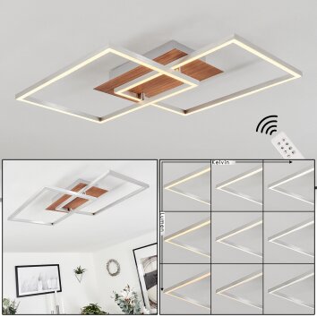 TORRES Ceiling Light LED matt nickel, 2-light sources, Remote control