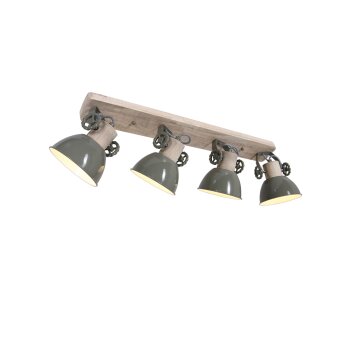 Steinhauer GEARWOOD ceiling spotlight green, Dark wood, 4-light sources