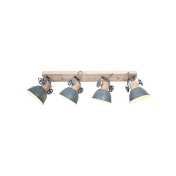 Steinhauer GEARWOOD ceiling spotlight grey, Dark wood, 4-light sources