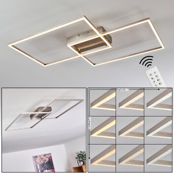 CHEKA Ceiling Light LED matt nickel, 2-light sources, Remote control