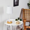 LEIRADO Table lamp Dark wood, white, 1-light source