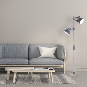 Steinhauer Gearwood Floor Lamp grey, Light wood, 2-light sources