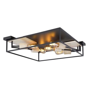 Globo HAGAR Ceiling Light Light wood, black, 5-light sources