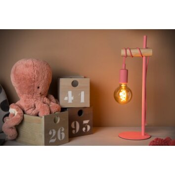 Lucide Pola Table lamp Dark wood, pink, 1-light source