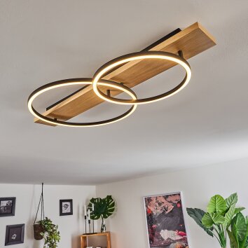 Pompu Ceiling Light LED Light wood, black, 2-light sources