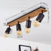 Raccuia Ceiling Light Dark wood, black, 4-light sources