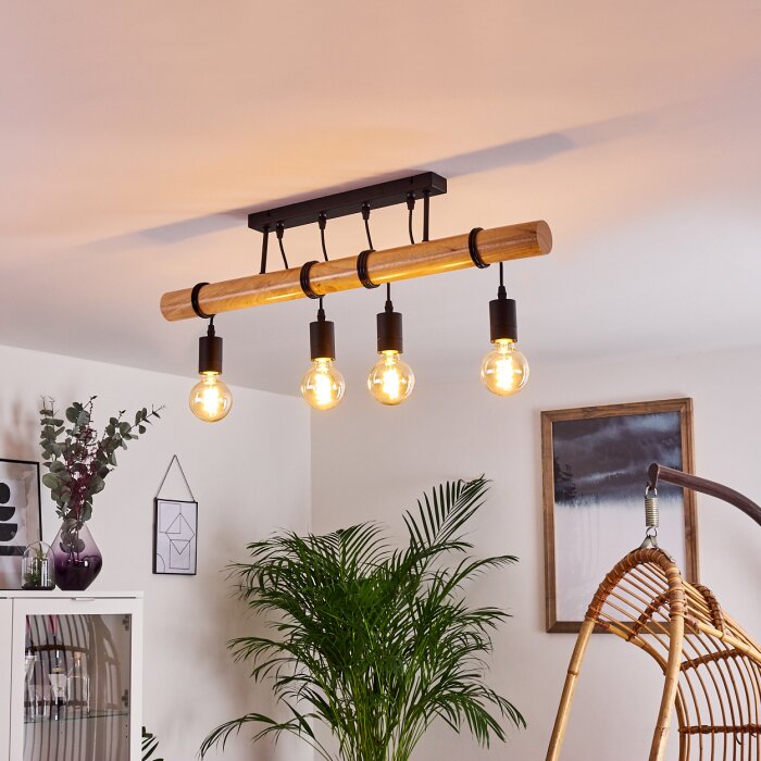 Yaak Ceiling Light Light wood, black, 4-light sources