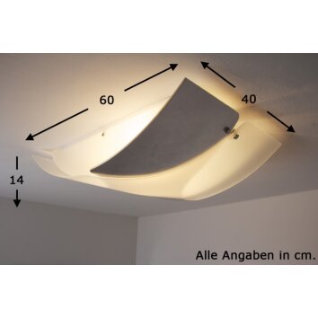 Sil Lux Baltimora ceiling light stainless steel, white, 2-light sources