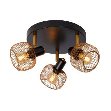 Lucide MAREN Ceiling Light gold, brass, black, 3-light sources