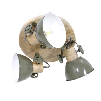 Steinhauer Gearwood Ceiling Light brown, green, 3-light sources