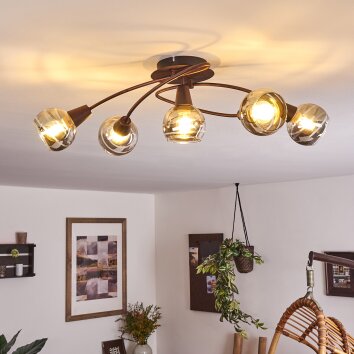 Warga Ceiling Light LED bronze, 5-light sources