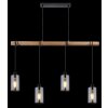 Globo HADERA Pendant Light Light wood, black, 4-light sources
