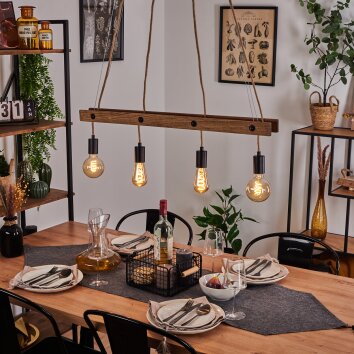 Aarhus Pendant Light Dark wood, black, 4-light sources