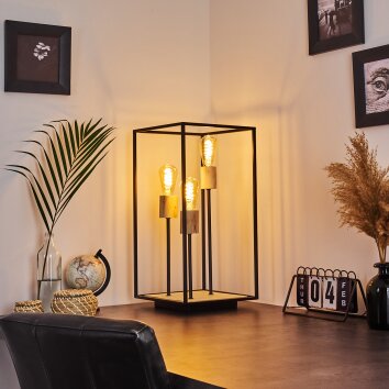 Salla Table lamp Light wood, black, 3-light sources