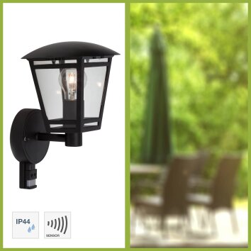 Brilliant Riley Outdoor Wall Light black, 1-light source, Motion sensor