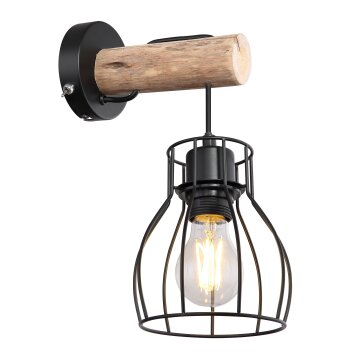 Globo MINA Wall Light Light wood, black, 1-light source