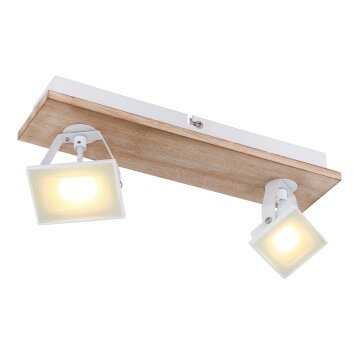 Globo JOYA Ceiling Light LED Light wood, white, 2-light sources