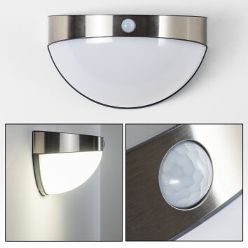PORI outdoor wall light LED chrome, 1-light source, Motion sensor