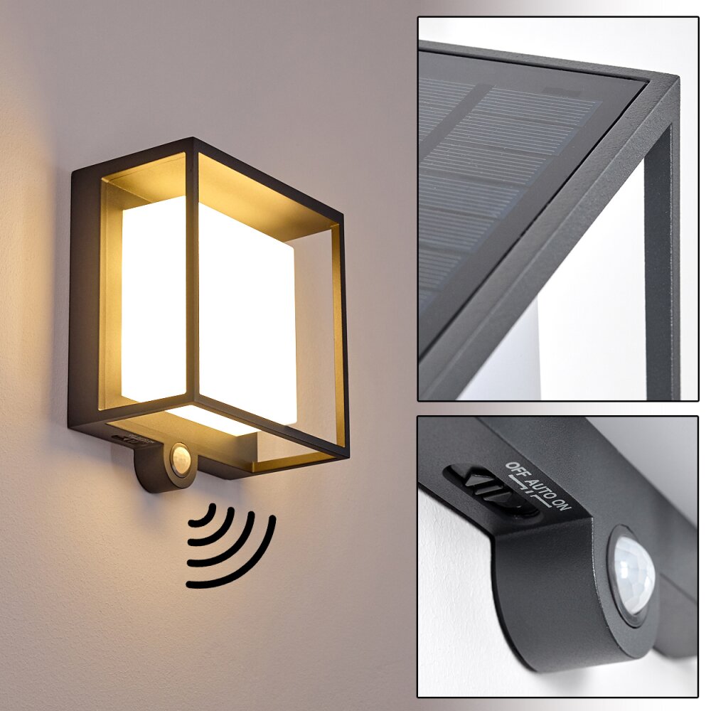 Lansing Outdoor Wall Light Led, Outdoor Wall Lamp Anthracite With Motion Sensor On Solar Sal