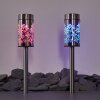 GORIZIA solar light LED stainless steel, 2-light sources, Colour changer