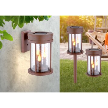 Globo solar light LED rust-coloured, 3-light sources