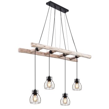 Globo MINA Pendant Light Light wood, black, 4-light sources