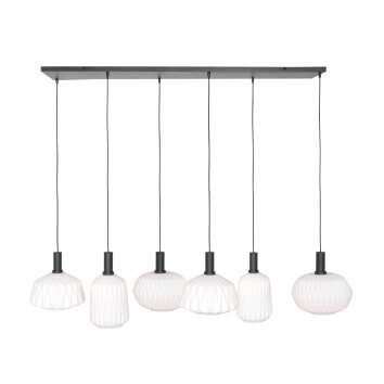 Steinhauer Verre Nervuré Pendant Light black, 6-light sources