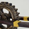 Taktak Pendant Light antique brass, Dark wood, 2-light sources