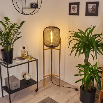 Ateponta Floor Lamp Light wood, black, 1-light source